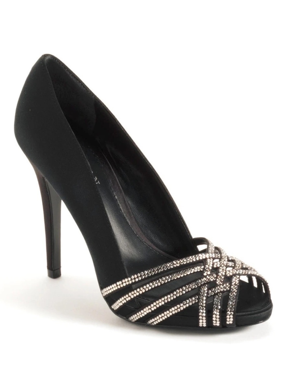 Ralph Lauren Black Crystal-Embellished Peep-Toe Stiletto Pump